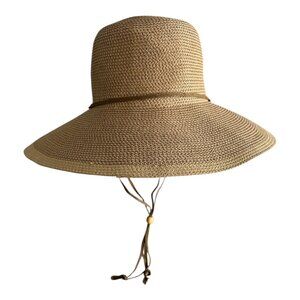 Midwest Gloves & Gear Wide Brim Sun Hat Tan Packable Straw Style 16” Diameter, 8